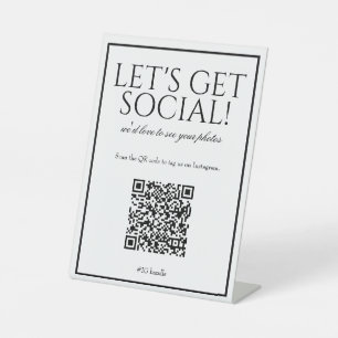 Klassieke eenvoudige witte QR-code sociale media Reclamebord Met Voetstuk