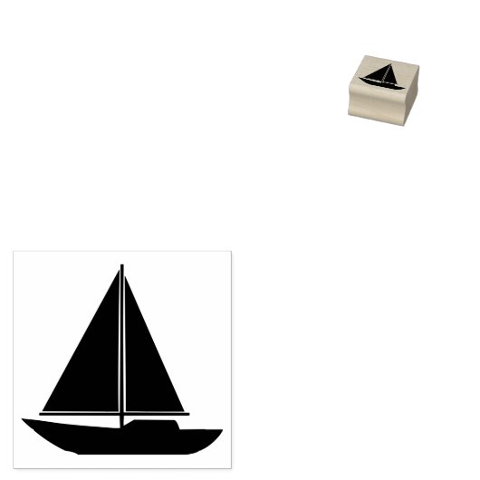 Klassieke Eenvoudige Zeilboot Silhouet Outline Rubberstempel (Gestempeld)