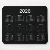 Klassieke Eenvoudige Zwart-Wit 2026 Kalender Muismat (Voorkant)
