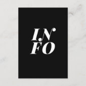 Klassieke Eenvoudige Zwart Wit Wedding Info Informatiekaartje (Achterkant)