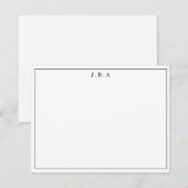 Klassieke eenvoudige zwarte 3-monogram rand notitiekaartje (Voorkant / Achterkant)