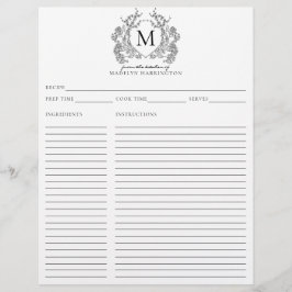 Klassieke Eenvoudige Zwarte Bloemenkam Monogram Re