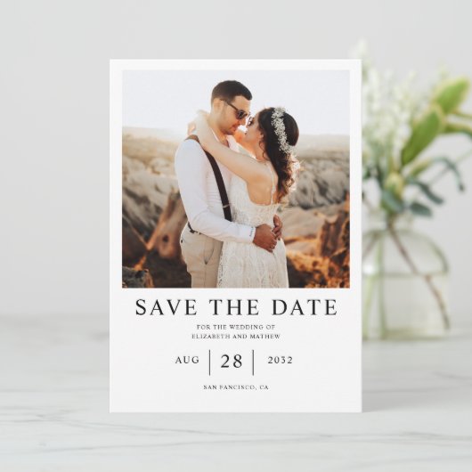 Klassieke eenvoudige zwarte foto Sla het datumBrie Kaart (Staand voorkant)