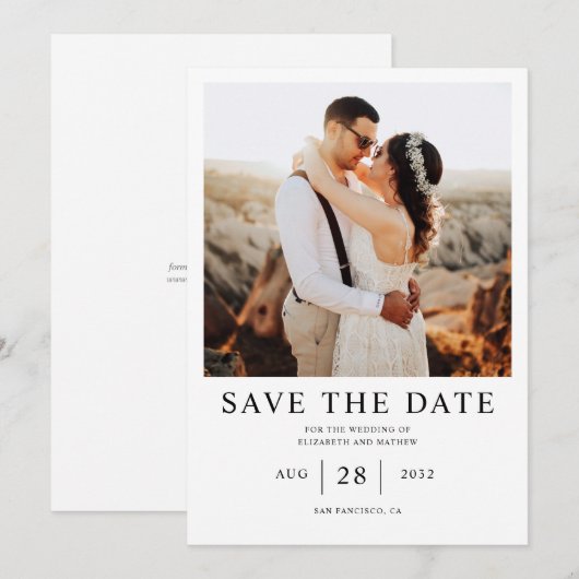 Klassieke eenvoudige zwarte foto Sla het datumBrie Kaart (Voorkant / Achterkant)