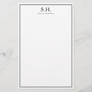 Klassieke eenvoudige zwarte monogram Naam Minimale Briefpapier
