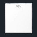 Klassieke eenvoudige zwarte monogram Naam Minimale Notitieblok<br><div class="desc">Klassieke Simple Black Monogram Name Minimalist Chic Note Kaart</div>