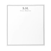 Klassieke eenvoudige zwarte monogram Naam Minimale Notitieblok (Voorkant)