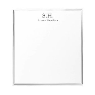 Klassieke eenvoudige zwarte monogram Naam Minimale Notitieblok