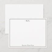 Klassieke eenvoudige zwarte monogram Naam Minimale Notitiekaartje (Voorkant / Achterkant)