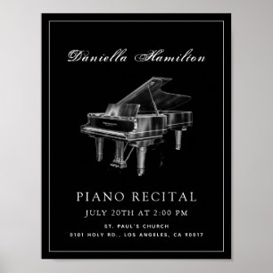 Klassieke eenvoudige zwarte piano-overweging poster