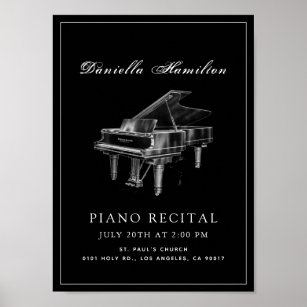 Klassieke eenvoudige zwarte piano-overweging poster