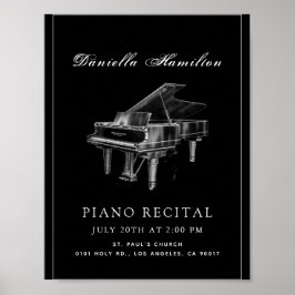 Klassieke eenvoudige zwarte piano-overweging poster