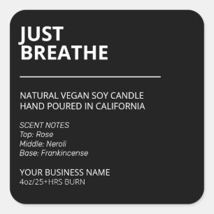 Klassieke eenvoudige zwarte sojasblaaskaargellabel vierkante sticker