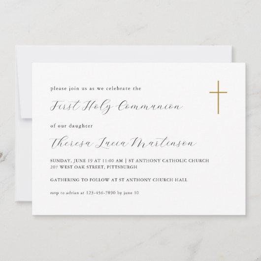 Klassieke Eerste Heilige Communie Kruis Kaart (Voorkant)
