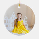 Klassieke eerste kerst Botanische 2 foto Keramisch Ornament (Voorkant)