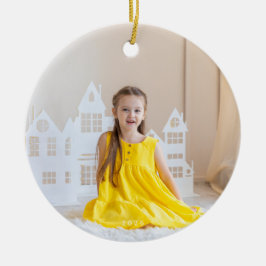 Klassieke eerste kerst Botanische 2 foto Keramisch Ornament