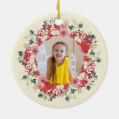 Klassieke eerste kerst Botanische 2 foto Keramisch Ornament (Achterkant)