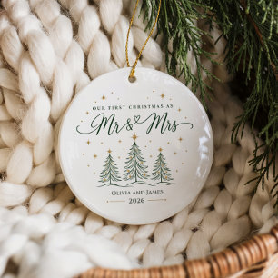 Klassieke Eerste Kerst Mis & Mevrouw Keramisch Ornament