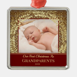 Klassieke Eerste Kerstmis met Gold Wreater Metalen Ornament