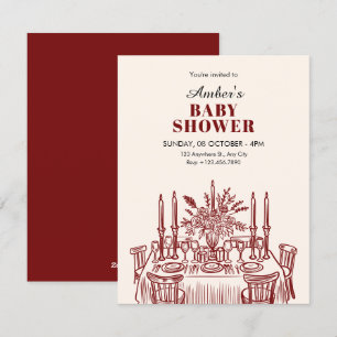 Klassieke eettafel baby shower kaart