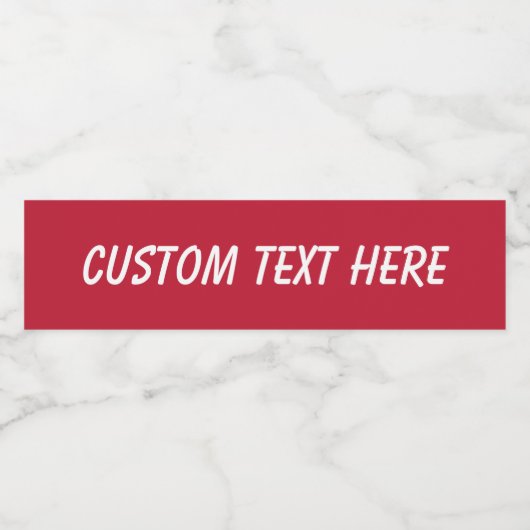 Klassieke effen echte rode waterfles etiket (Enkel label)