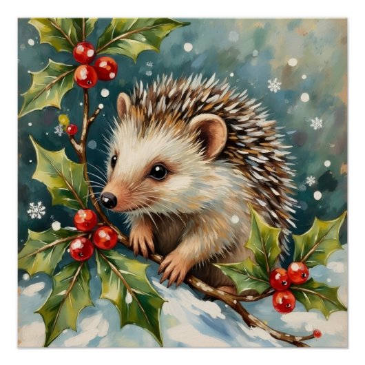 Klassieke Egel Tussen Hulst Kerst Perfect Poster (Voorkant)