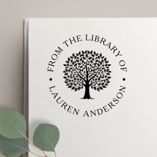 Klassieke eik uit de bibliotheek van het boekplaat zelfinktende stempel