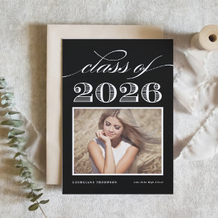 Klassieke eindexamenjaar 2026 Zwart Foto Afstudere Kaart