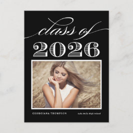 Klassieke eindexamenjaar 2026 Zwarte foto afstuder Briefkaart