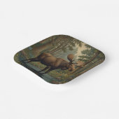 Klassieke eland boho bos groen papieren bordje (Gebogen)