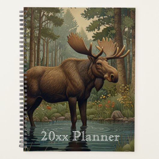 Klassieke eland boho bos groen planner (Voorkant)