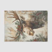 Klassieke Eland Kerst Winter Verouderde Decoupage Tissuepapier (Voorkant)