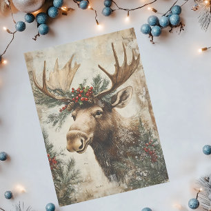 Klassieke Eland Kerst Winter Verouderde Decoupage Tissuepapier