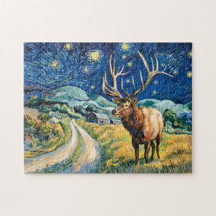 Klassieke Eland Sterrennacht Van Gogh Platteland Legpuzzel