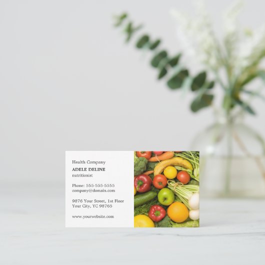 Klassieke elastische voedingsmiddelenklak visitekaartje (Staand voorkant)