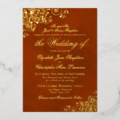 Klassieke Elegance Rust Sinaasappel Formal Wedding Folie Uitnodiging (Voorkant)