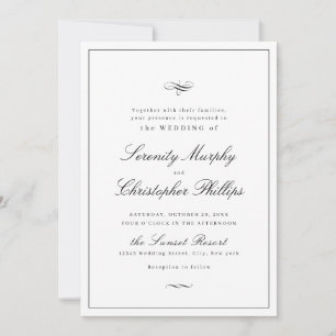 Klassieke elegance Script Black en White Weddensch Kaart