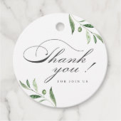 Klassieke Elegance Script Greenery Dank u Bedankjes Labels (Voorkant)