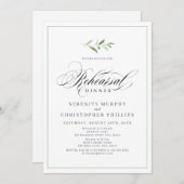 Klassieke Elegance Script Greenery repetitie diner Kaart (Voorkant / Achterkant)