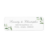 Klassieke Elegance Script Greenery return address Etiket (Voorkant)