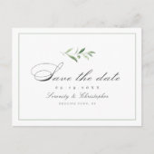 Klassieke Elegance Script Greenery slaat de datum  Aankondigingskaart (Voorkant)