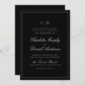 Klassieke Elegance Script Minimale Monogram Wedden Kaart (Voorkant / Achterkant)