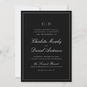 Klassieke Elegance Script Minimale Monogram Wedden Kaart