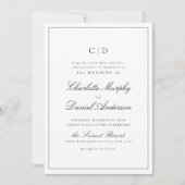 Klassieke Elegance Script Minimale Monogram Wedden Kaart (Voorkant)