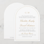 Klassieke Elegance Script Monogram Boog Huwelijk Kaart (Voorkant / Achterkant)