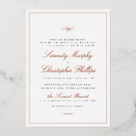Klassieke Elegance Script Roos Gold Simple Wedding Folie Uitnodiging