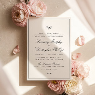 Klassieke elegance script zwart-wit huwelijk kaart