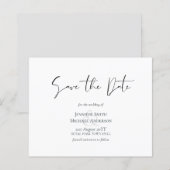 Klassieke Elegance White Script Save the Date Budg (Voorkant / Achterkant)