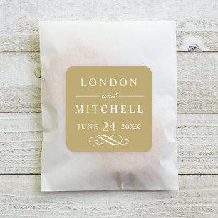 Klassieke Elegant Antiek Gold Wedding Monogram Vierkante Sticker
