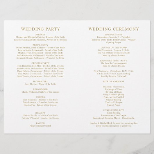 Klassieke Elegant Antiek Gold Wedding Programma's (Achterkant)